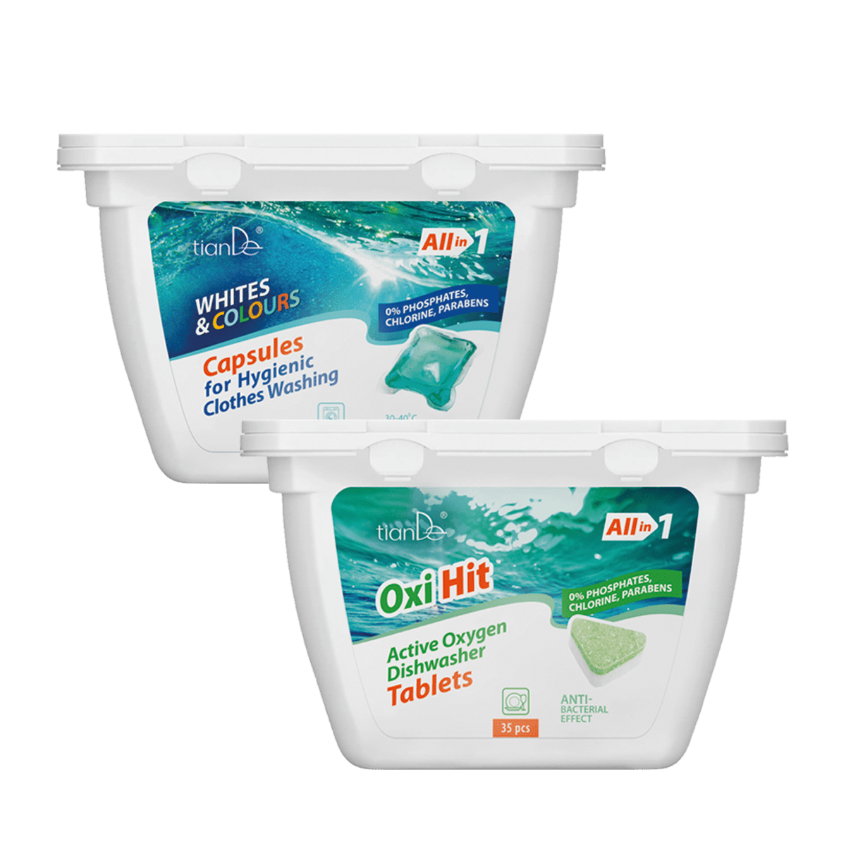 Higieniško drabužių skalbimo kapsulės ir indaplovių tabletės „Oxi Hit“ už 0,01 €