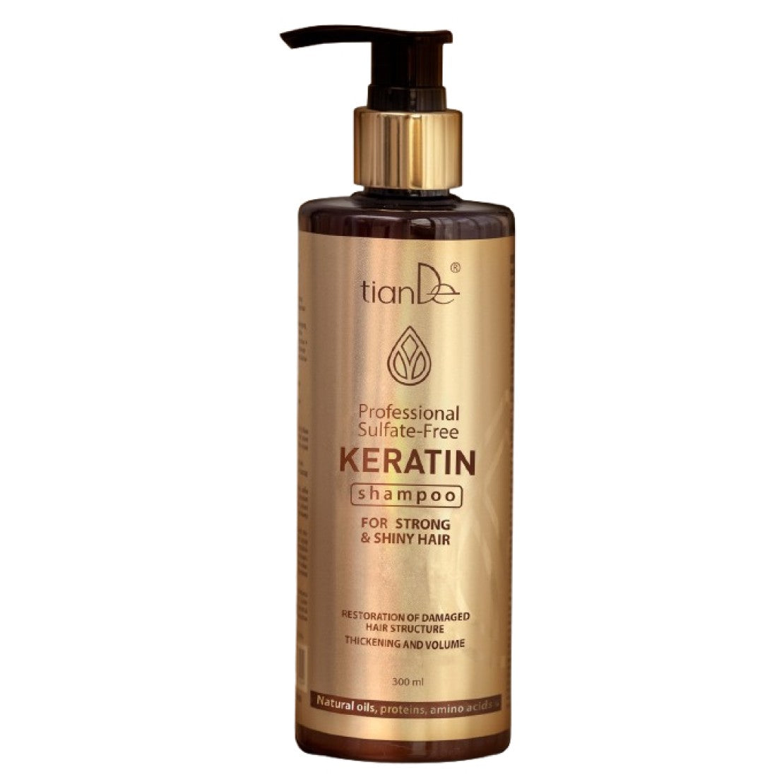 TianDe keratino šampūnas be sulfatų pažeistiems plaukams, 300 ml