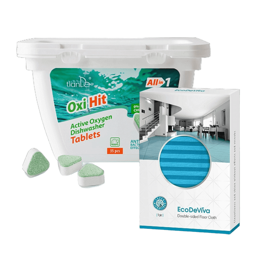 Indaploviu tabletes su aktyviuoju deguonimi ir šluostė grindims Tiande