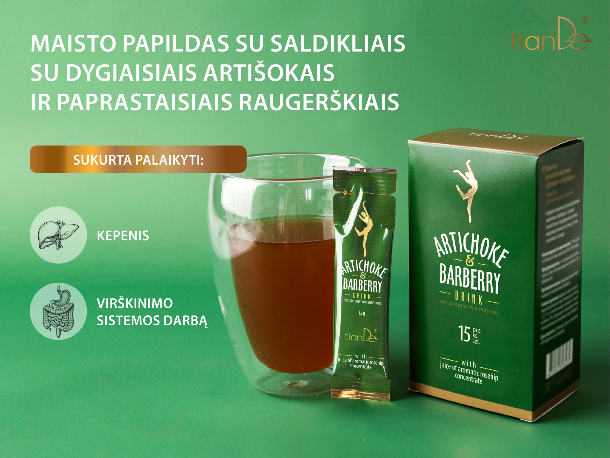 Maisto papildas su saldikliais kepenims - Tiande