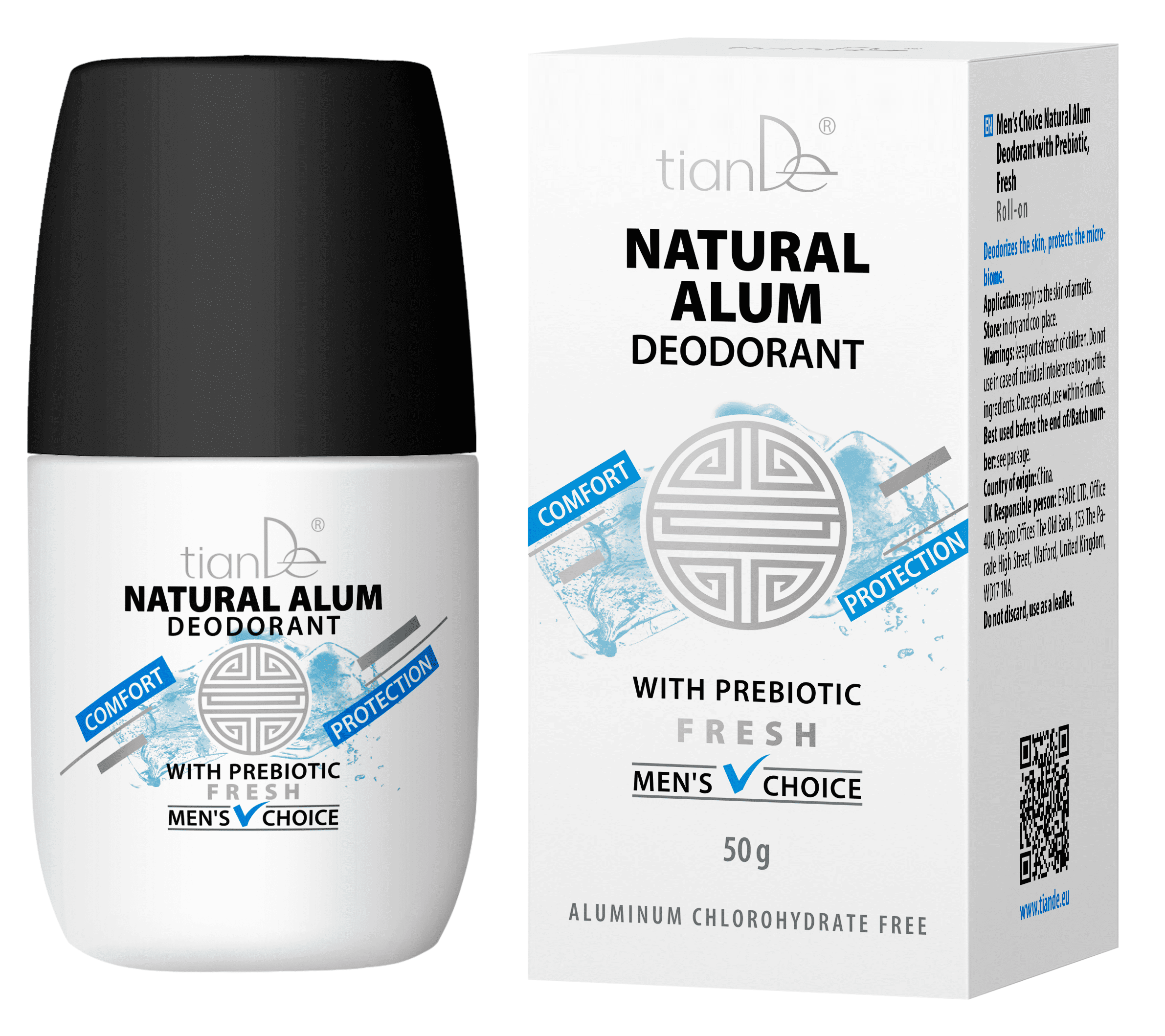 Natūralus alūno dezodorantas su prebiotikais vyrams, 50g I Tiande