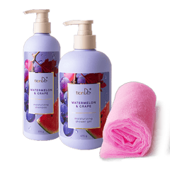 Arbūzas ir vynuogės": drėkinamąjį šampūną + dušo želę - padovanosime japonišką kempinę - kūno rankšluostį