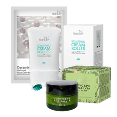 Kremo volelis veidui + hidrogeliniai pleistrai veidui ir kremas su kordicepsu ir šalaviju