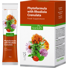 TianDe augalinė formulė su rinčiuotomis rodiolėmis maisto papildas kraujotakai, 15 pakelių po 12g su vitaminais C ir E