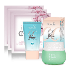 TianDe CC Blur Kremas SPF20 + 3 PGA Kaukės + Drėkinantis Gelis Akims DOVANA 