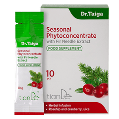 TianDe fitokoncentratas su europinių kėnių ekstraktu ir vitaminu C kvėpavimo takams ir imunitetui, 10 pakelių po 10g